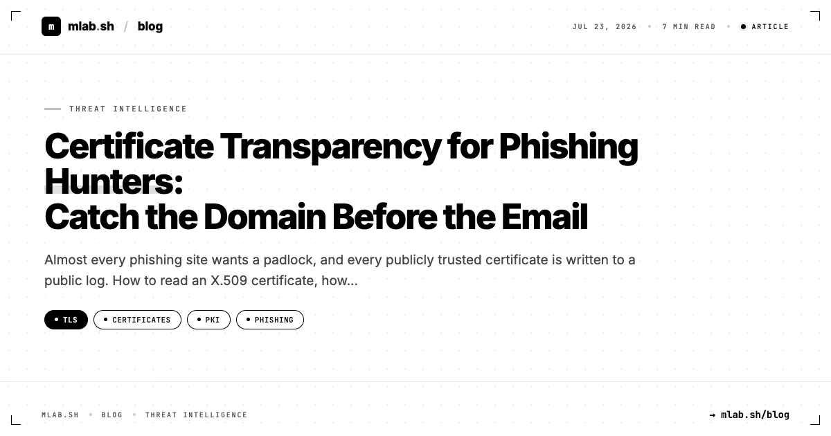 Certificate Transparency for Phishing Hunters: Catch the Domain Before the Email