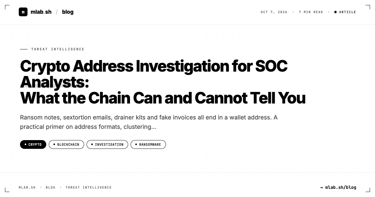Crypto Address Investigation for SOC Analysts: What the Chain Can and Cannot Tell You