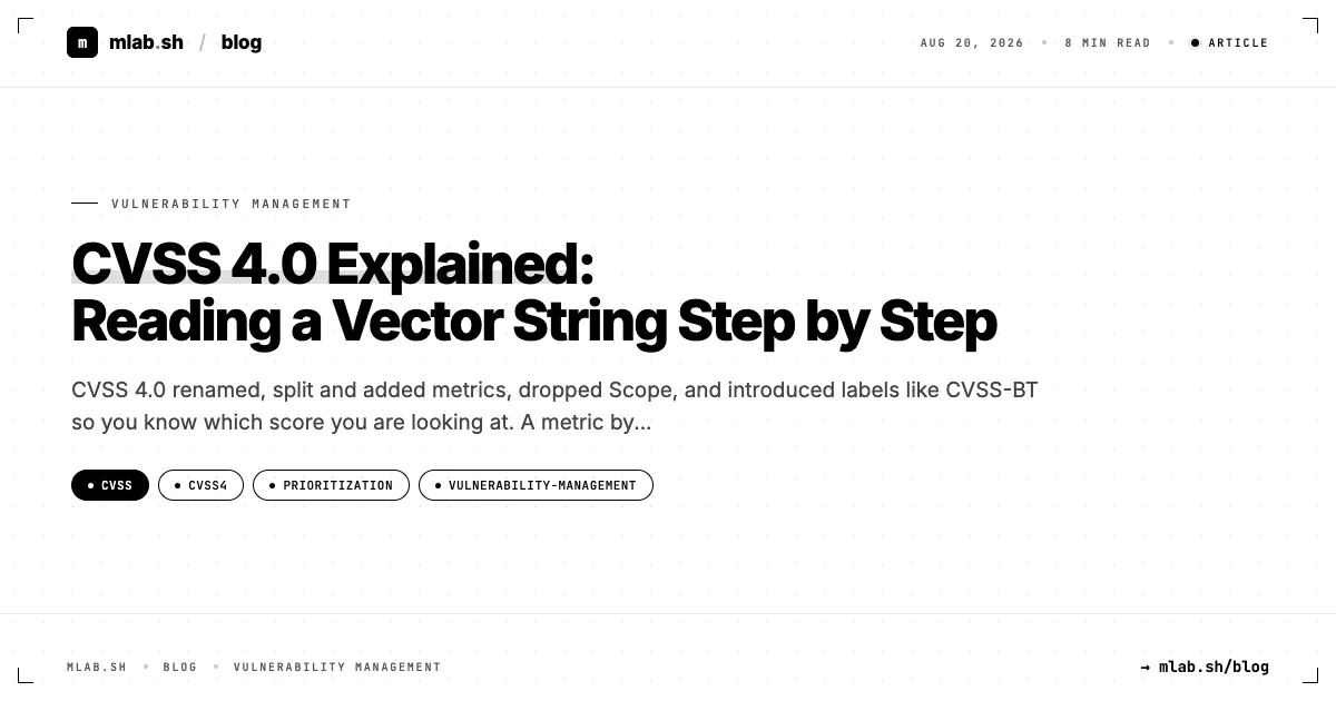 CVSS 4.0 Explained: Reading a Vector String Step by Step