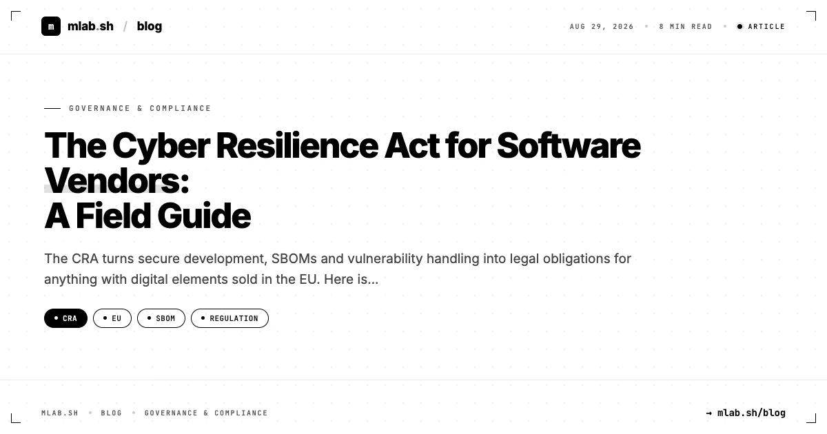 The Cyber Resilience Act for Software Vendors: A Field Guide