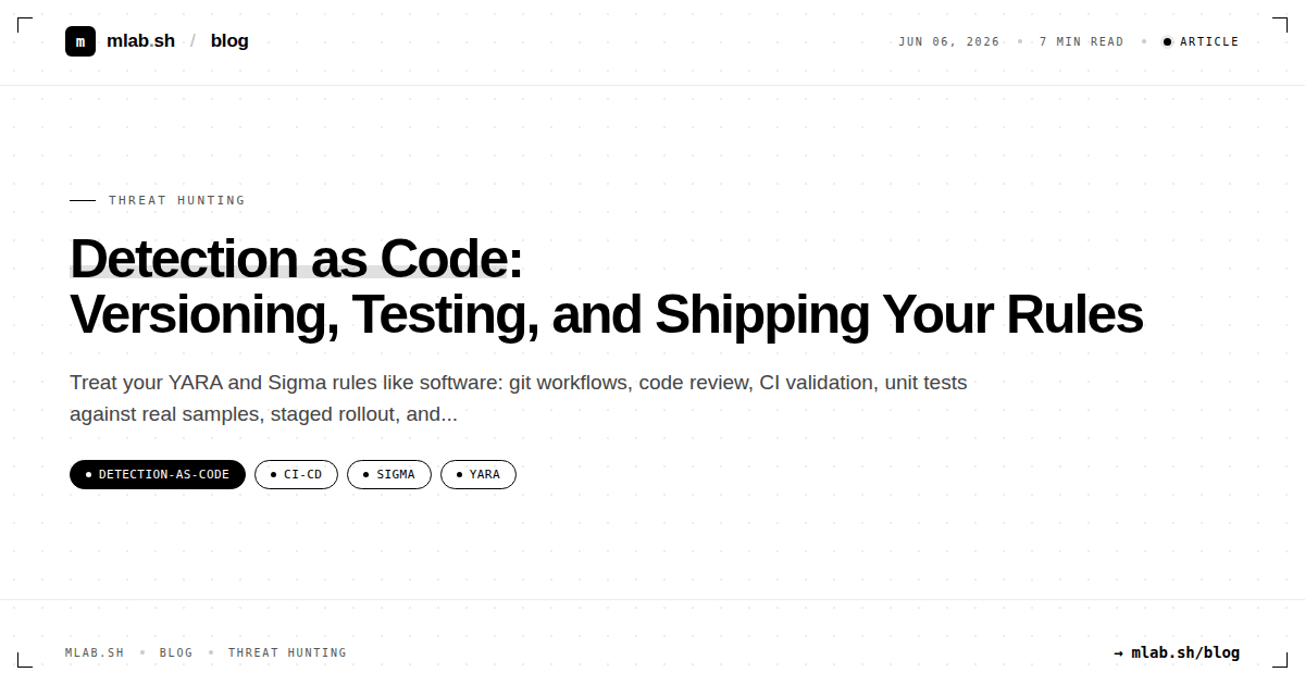 Detection as Code: Versioning, Testing, and Shipping Your Rules