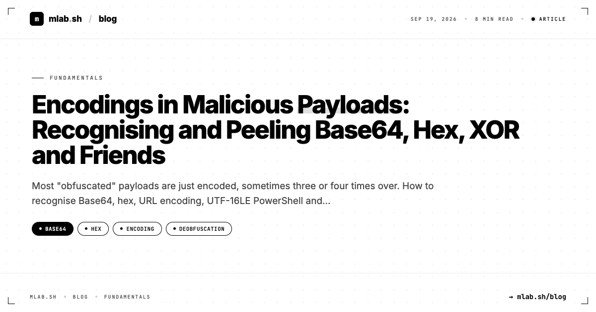 Encodings in Malicious Payloads: Recognising and Peeling Base64, Hex, XOR and Friends