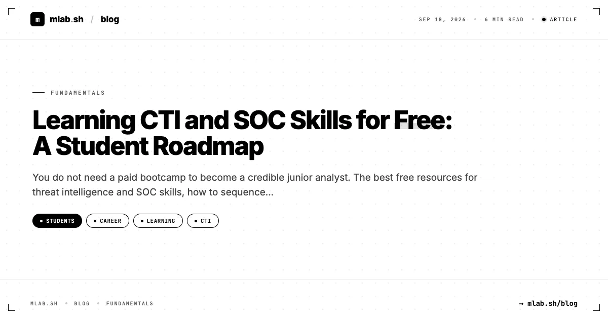 Learning CTI and SOC Skills for Free: A Student Roadmap