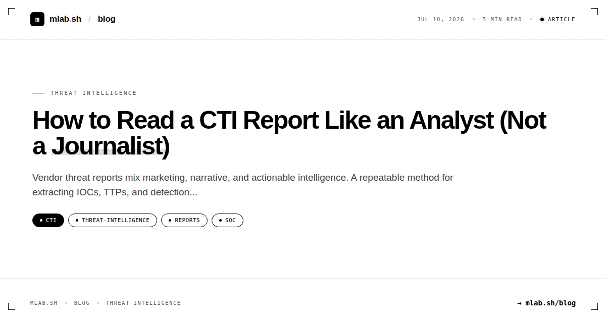 How to Read a CTI Report Like an Analyst (Not a Journalist)