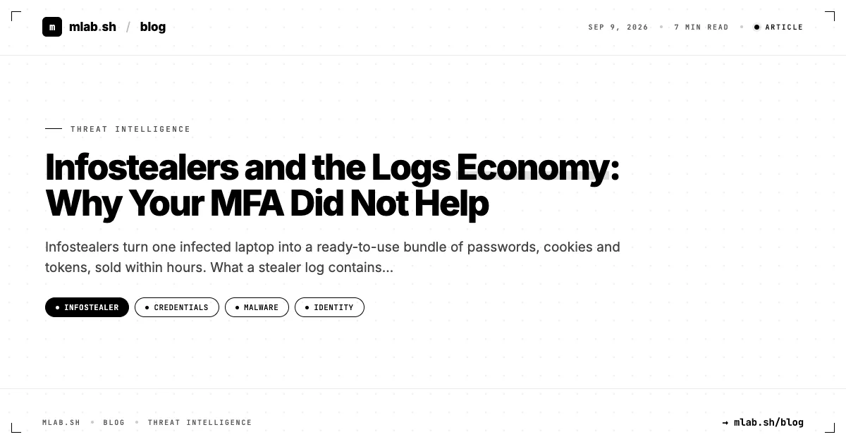 Infostealers and the Logs Economy: Why Your MFA Did Not Help