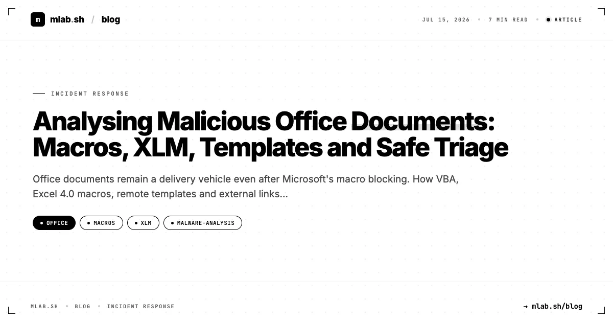 Analysing Malicious Office Documents: Macros, XLM, Templates and Safe Triage