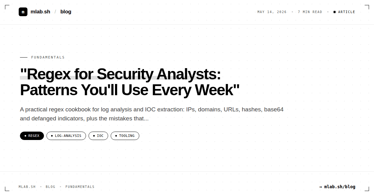 Regex for Security Analysts: Patterns You'll Use Every Week