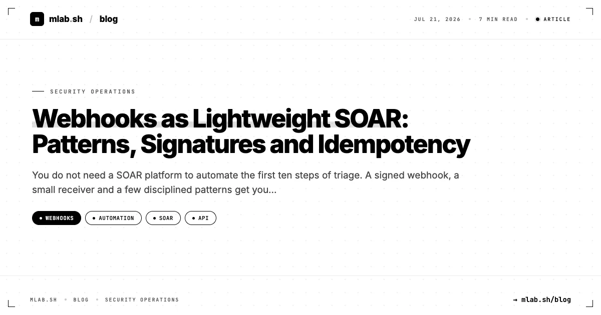 Webhooks as Lightweight SOAR: Patterns, Signatures and Idempotency