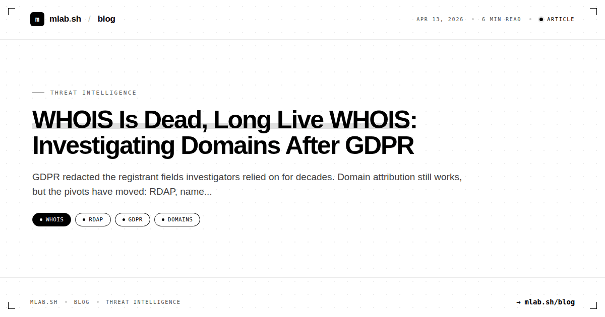WHOIS Is Dead, Long Live WHOIS: Investigating Domains After GDPR